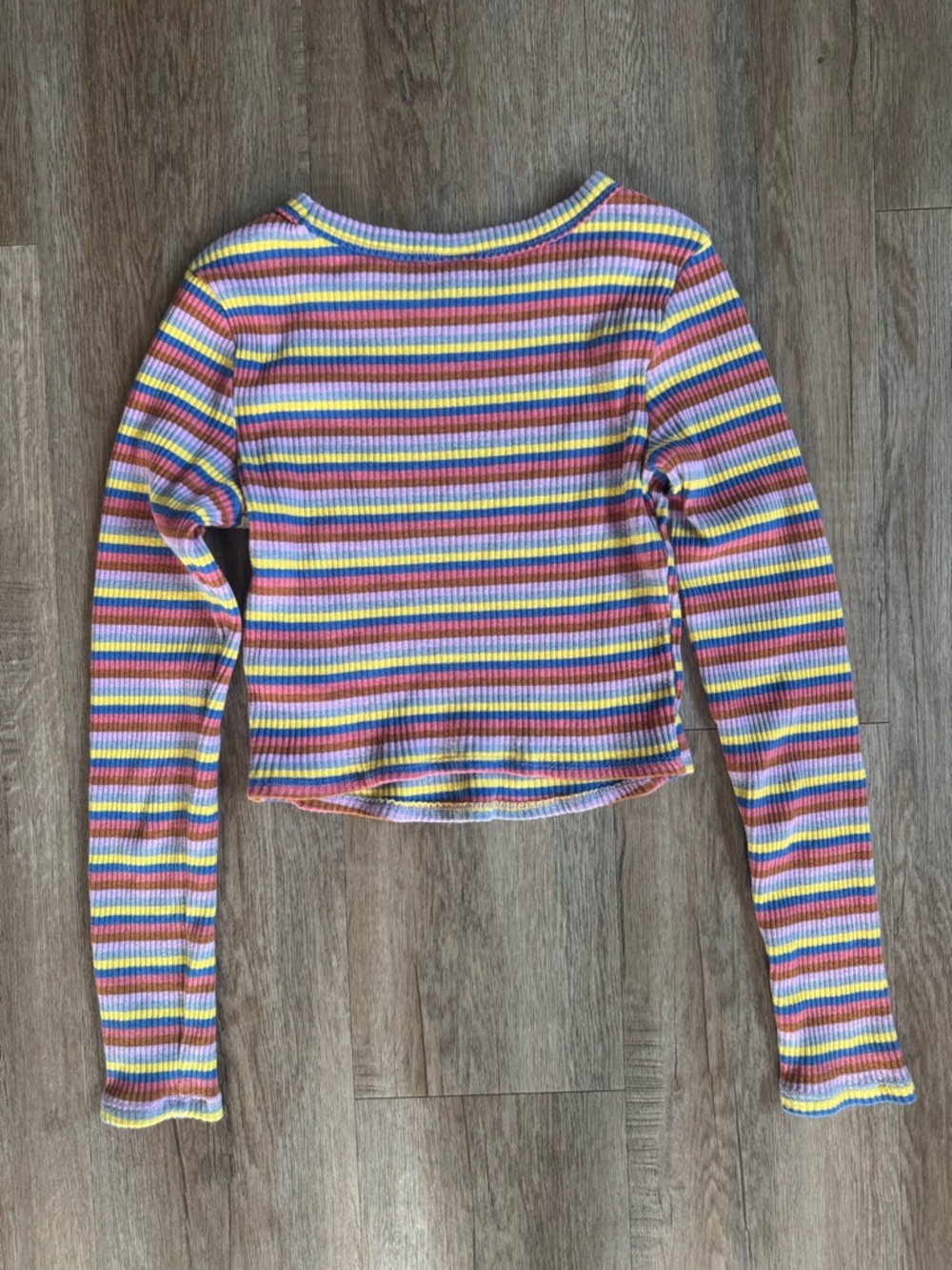 wild fable Striped Long-Sleeve Ribbed Crop Top - size XSmall - Picture 4 of 4